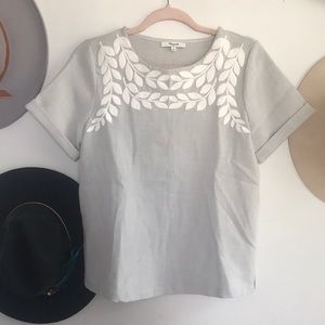 Madewell Embroidered Grey Blouse